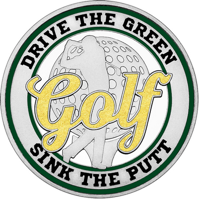 Gold "Golf" with Dark Green Outer Circular Borders